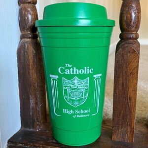 Catholic High School Baltimore Tumbler Plastic Reusable Cup with Lid